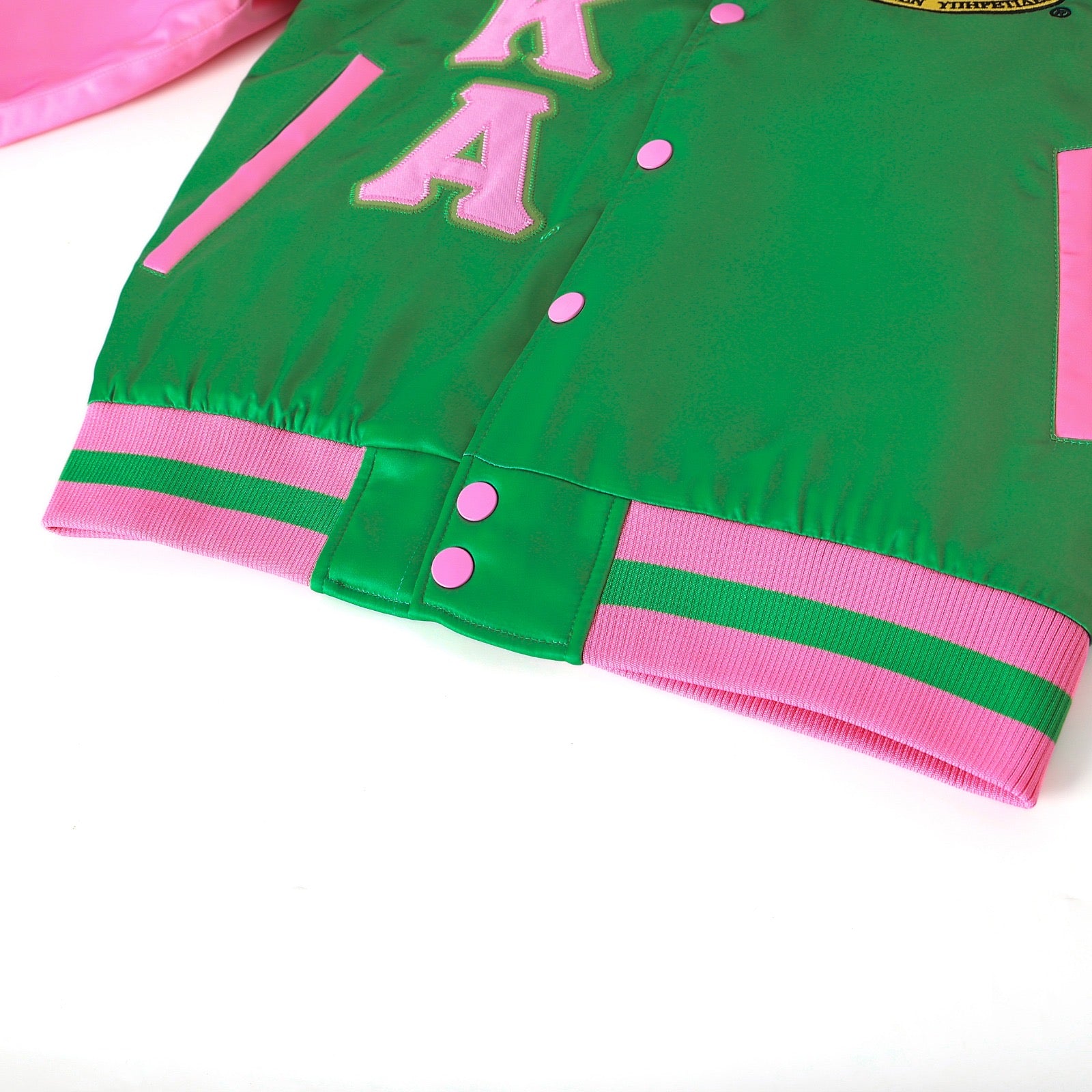 AKA Green Satin Bomber Jacket