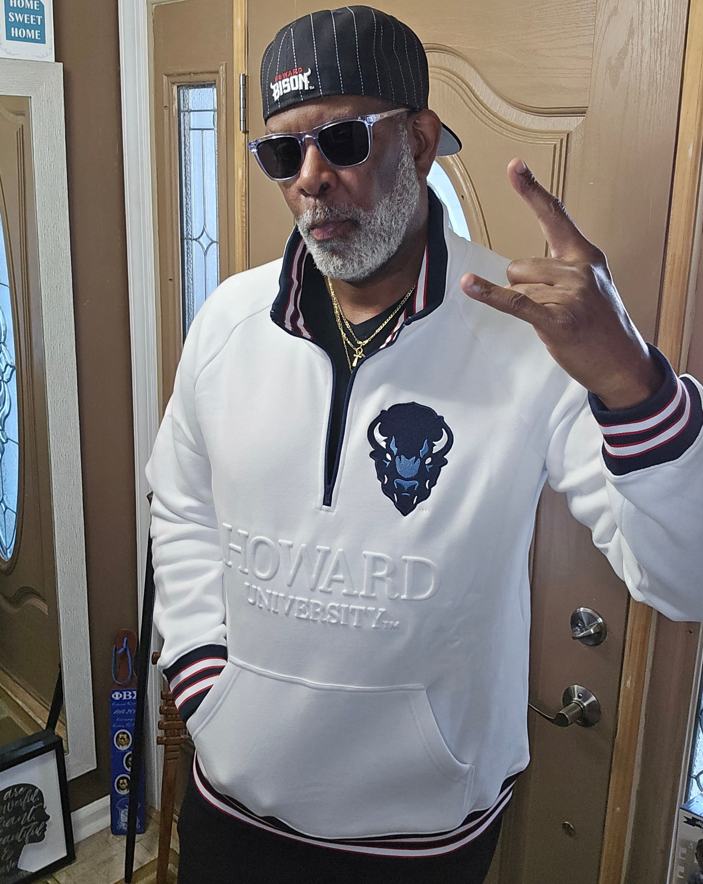 Howard University White Quarter Zip Crewneck