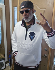 Howard University White Quarter Zip Crewneck