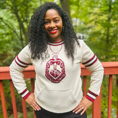 DST Crimson & Cream Crest Pocket Chenille Crewneck