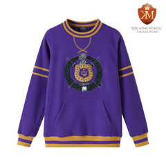 Omega Purple Stripe Crest Chenille Crewneck
