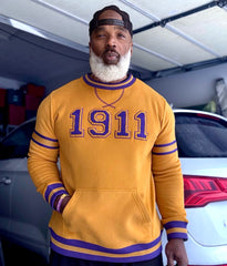 Omega 1911 Gold Stripe Chenille Crewneck
