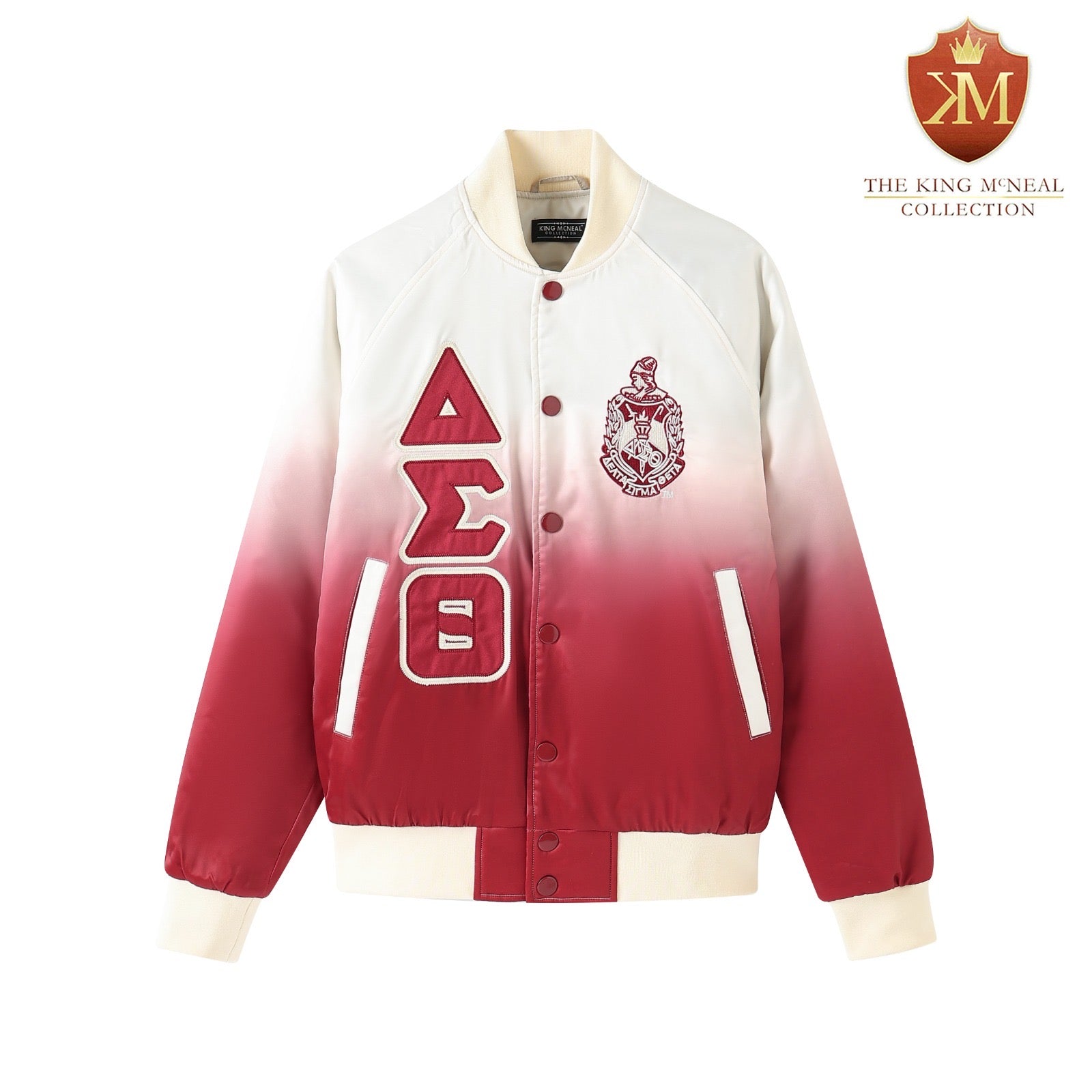 Delta Cream Ombre Bomber Jacket Custom Ribbon And Lining