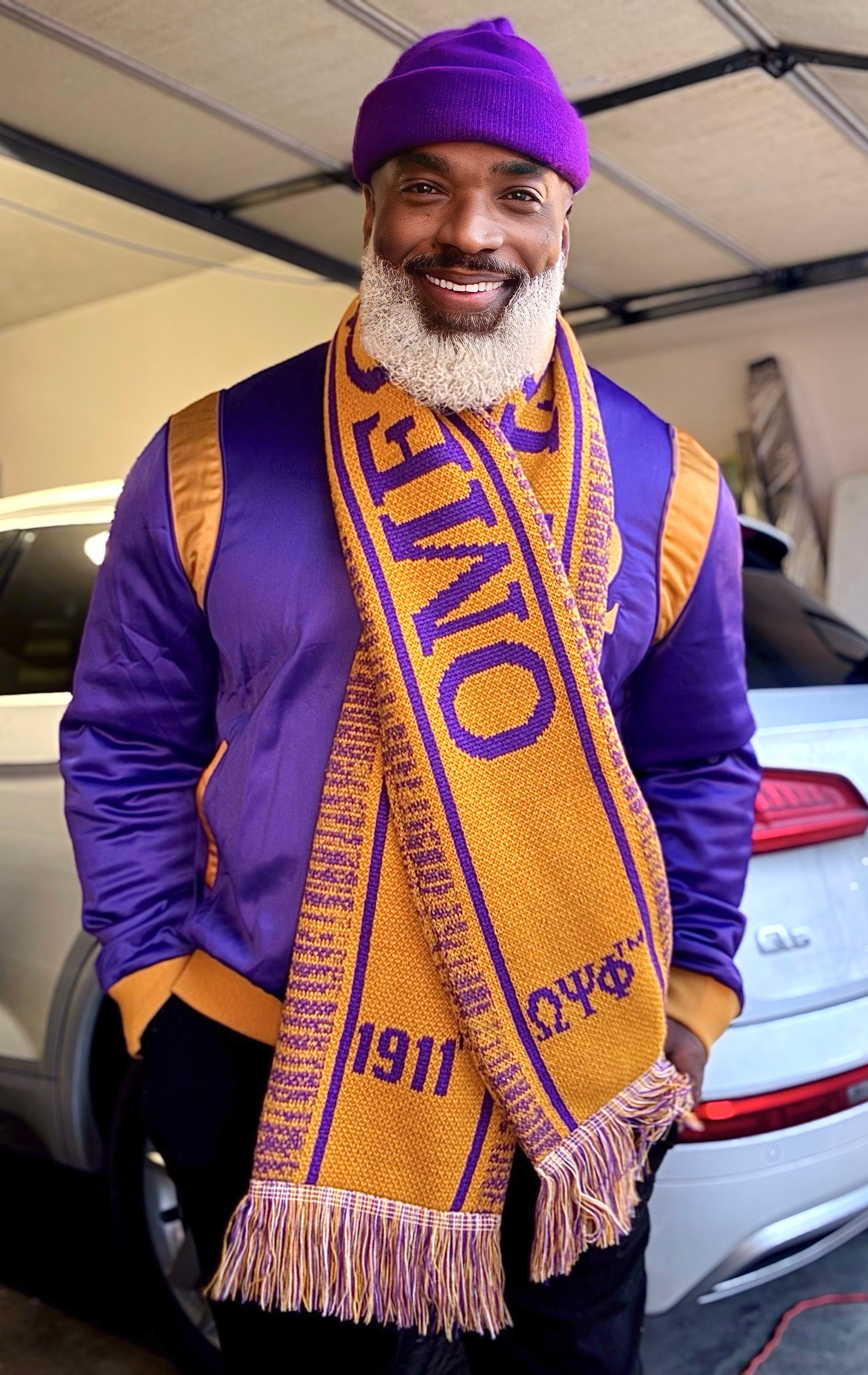 Omega Old Gold Scarf & One Hat Set