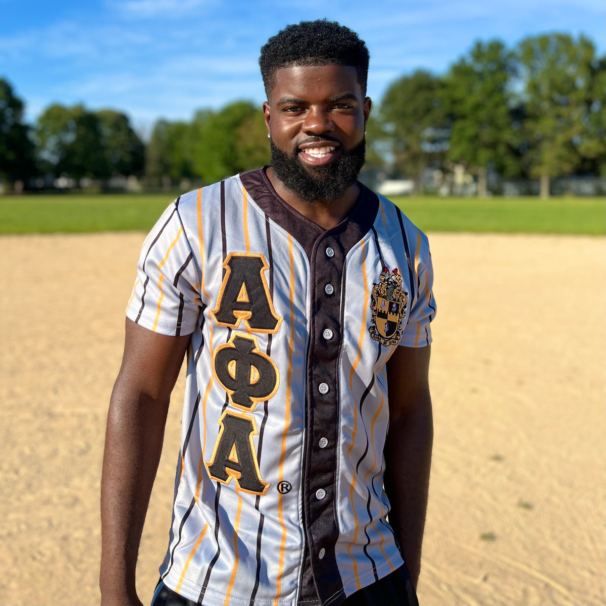 Alpha Grey Pinstripe Button Up Baseball Jersey