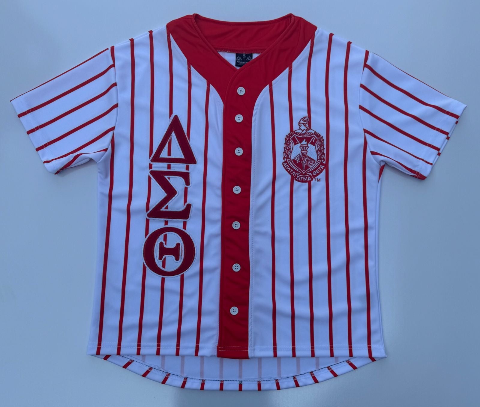 Delta White Button Up Baseball Jersey