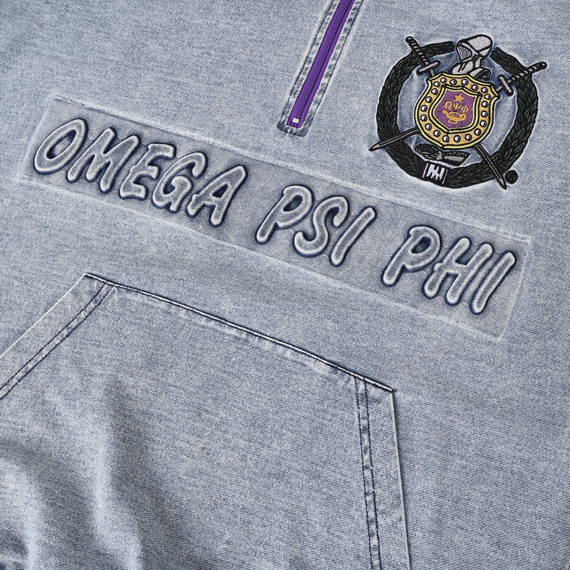 Omega Denim Quarter Zip Sweatshirt