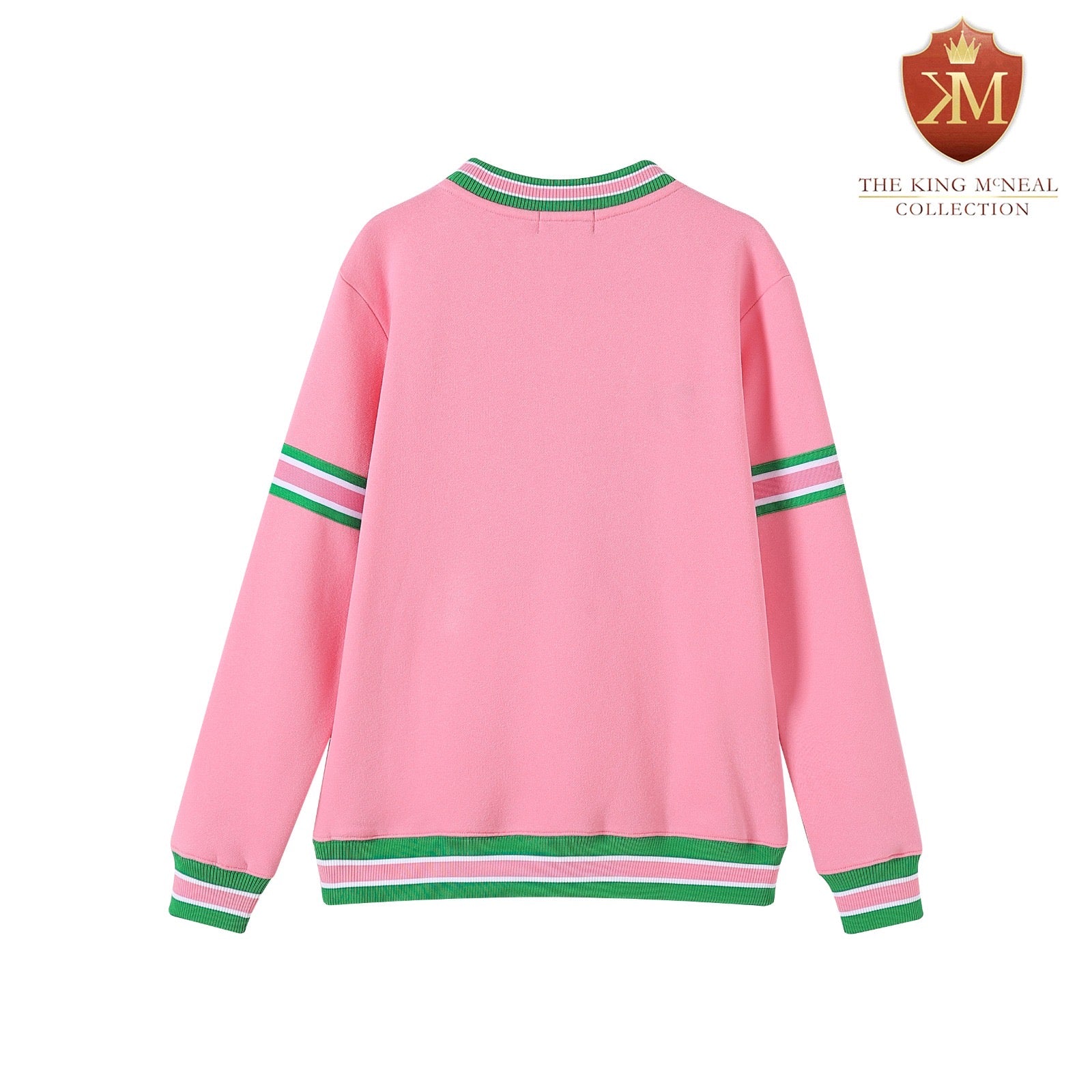 AKA Pink Stripe Chenille Crest Crewneck (Unisex Size)