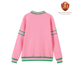 AKA Pink Stripe Chenille Crest Crewneck (Unisex Size)