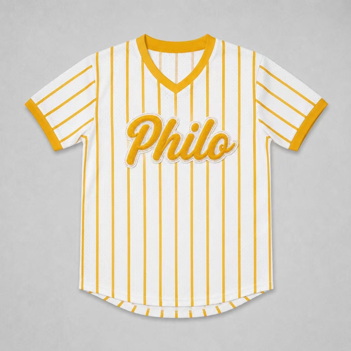 Philo White Pinstripe Pullover Baseball Jersey