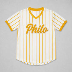 Philo White Pinstripe Pullover Baseball Jersey