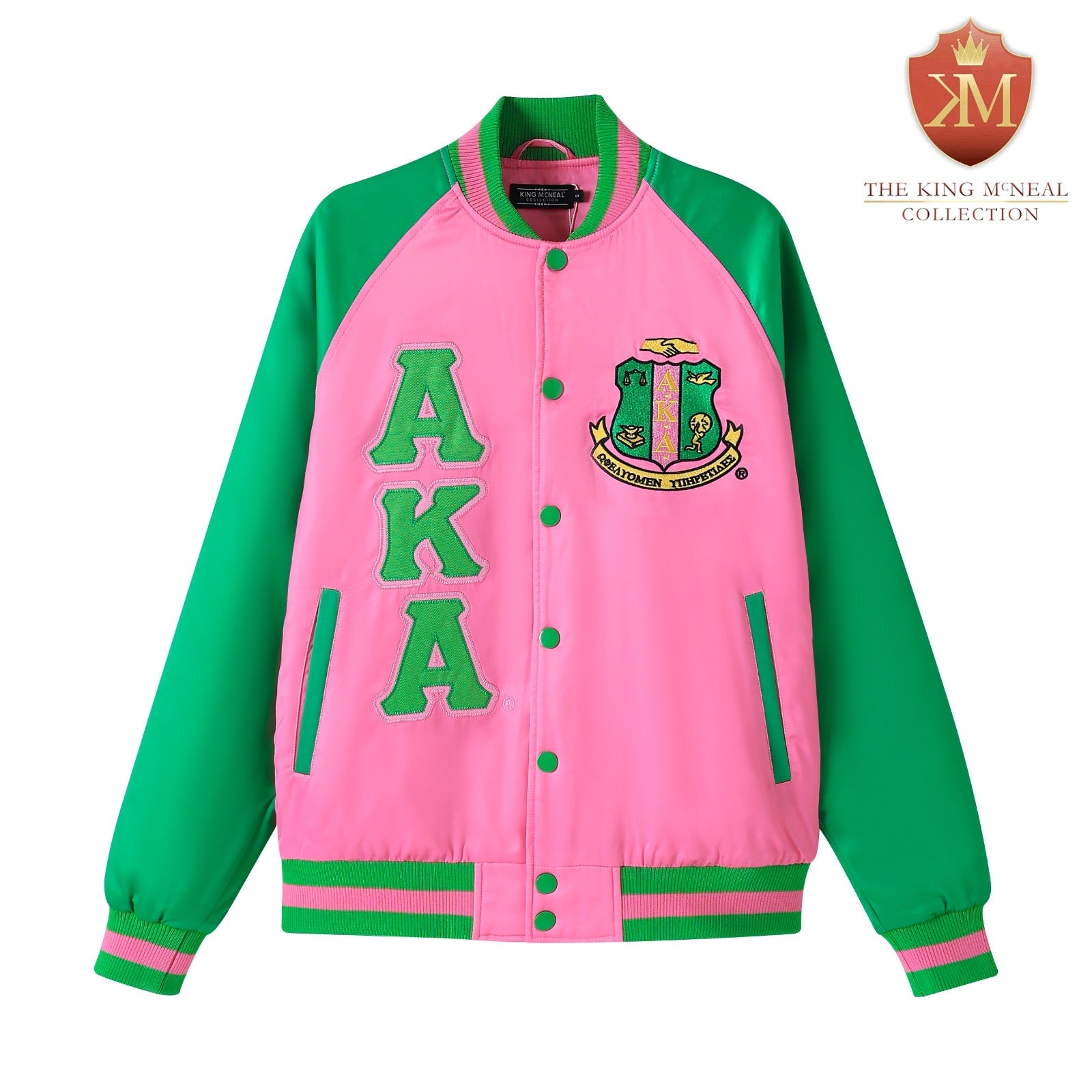 AKA Pink Satin Bomber Jacket