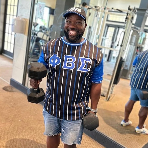 Black Phi Beta Sigma Pinstripe Baseball Jersey