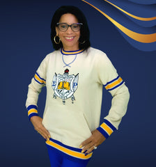 SGRho Crest Neutral Chenille Pocket Crewneck