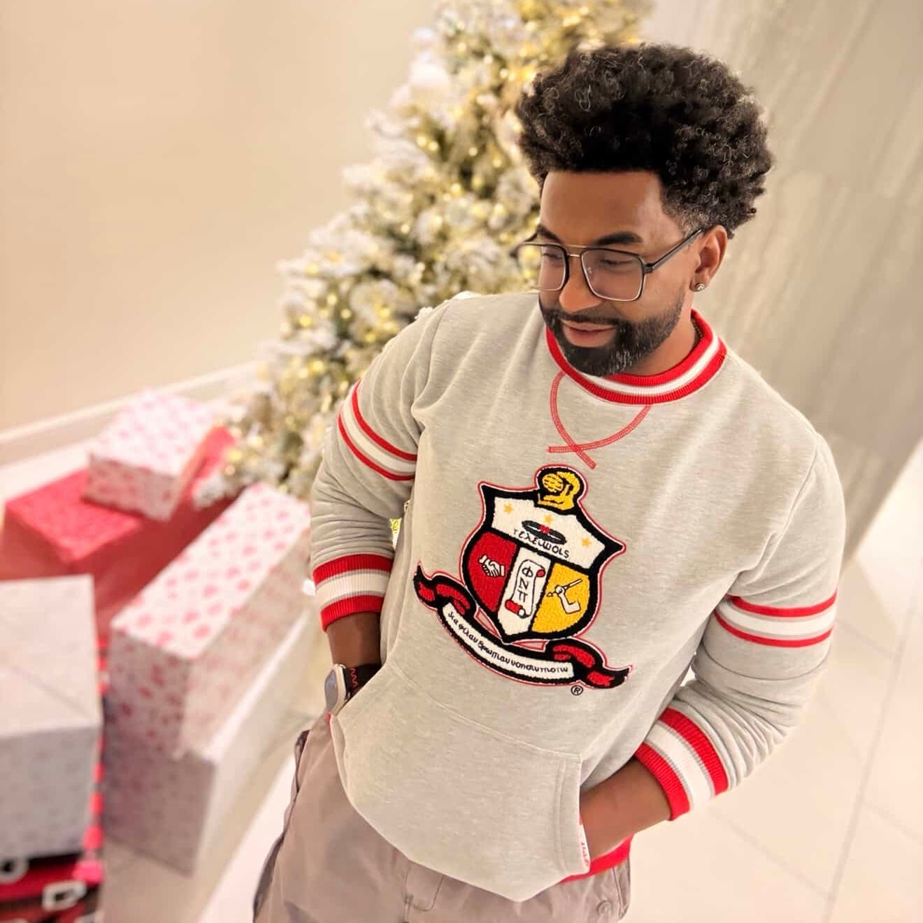 Kappa Heather Grey Crest Chenille Crewneck