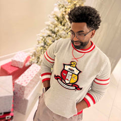 Kappa Heather Grey Crest Chenille Crewneck