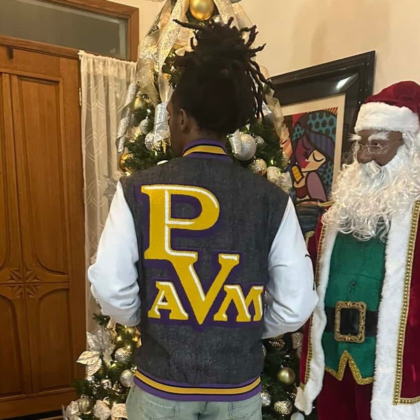 Prairie View A&M Black Denim Bomber Jacket