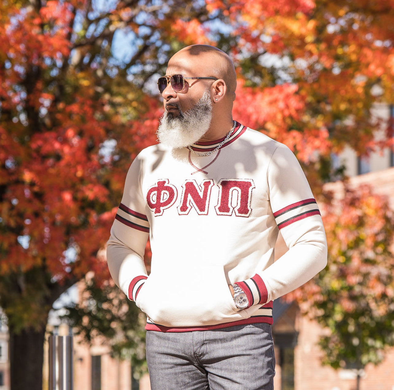 Kappa Phi Nu Pi Neutral Chenille Crewneck