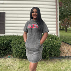 Delta Black Denim Hoodie Dress With Pockets