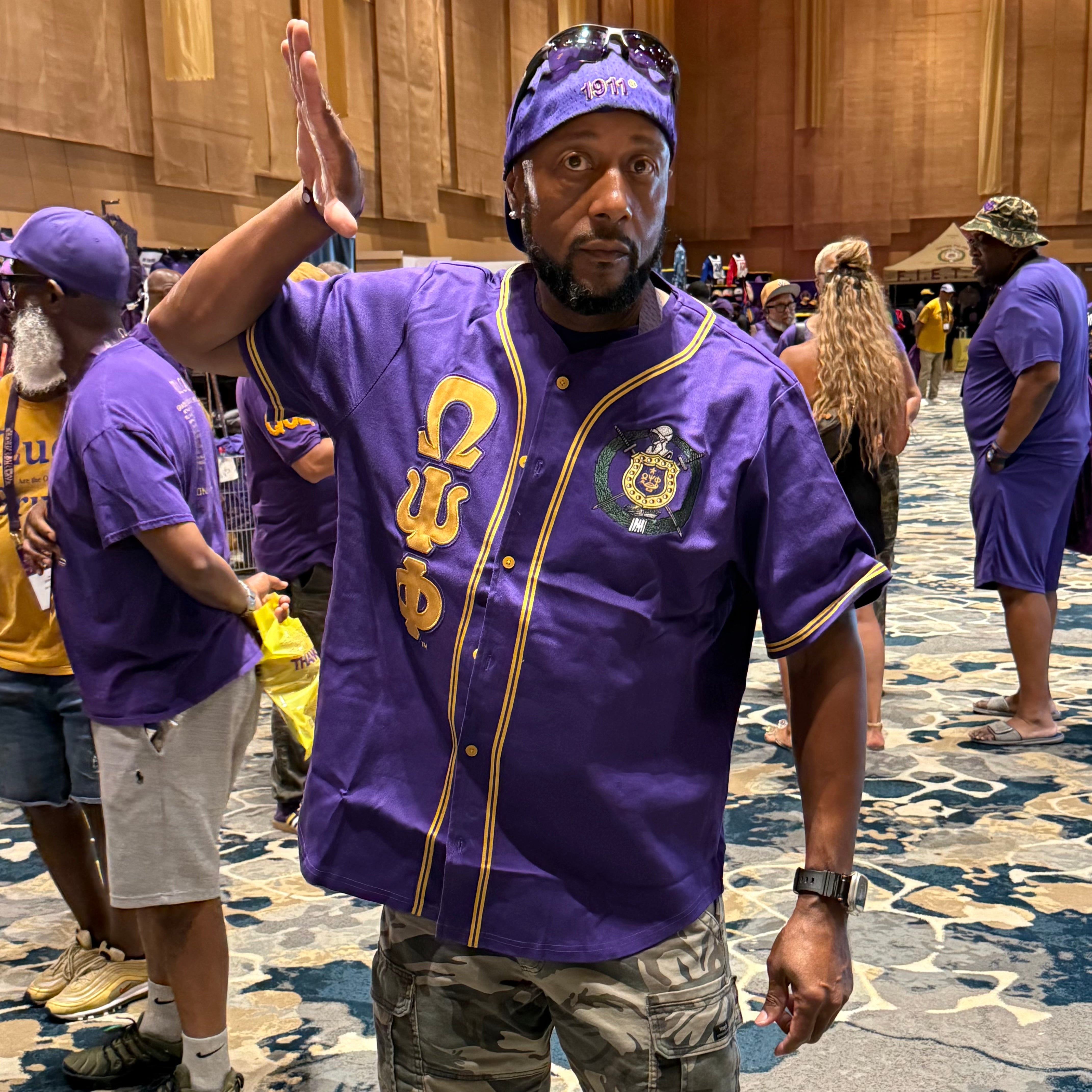 Omega Purple Button-Up Baseball Jersey