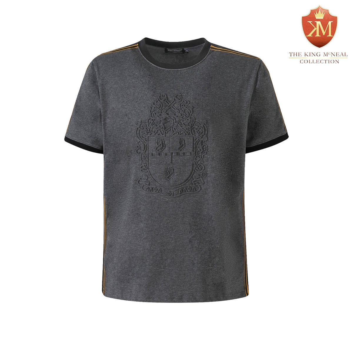 Alpha Gray Tapered Embossed Premium Crest Shirt