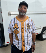 Alpha White Pinstripe Button Up Baseball Jersey