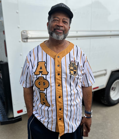 Alpha White Pinstripe Button Up Baseball Jersey