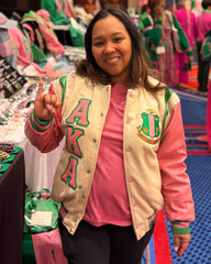 AKA Cream Wool and Leather Letterman Jacket