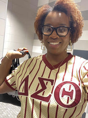 Delta Cream Pinstripe Baseball Jersey