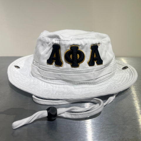 Alpha White Boonie Hat Black Letter
