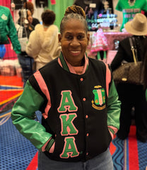 AKA Black Wool and Leather Letterman Jacket
