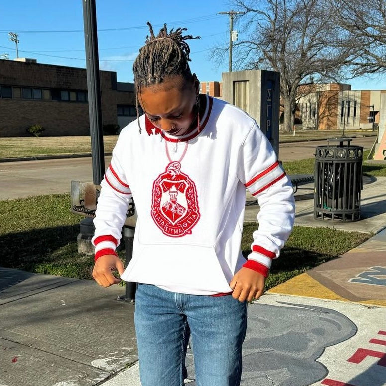 DST White Crest Striped Chenille Crewneck (Unisex Size)