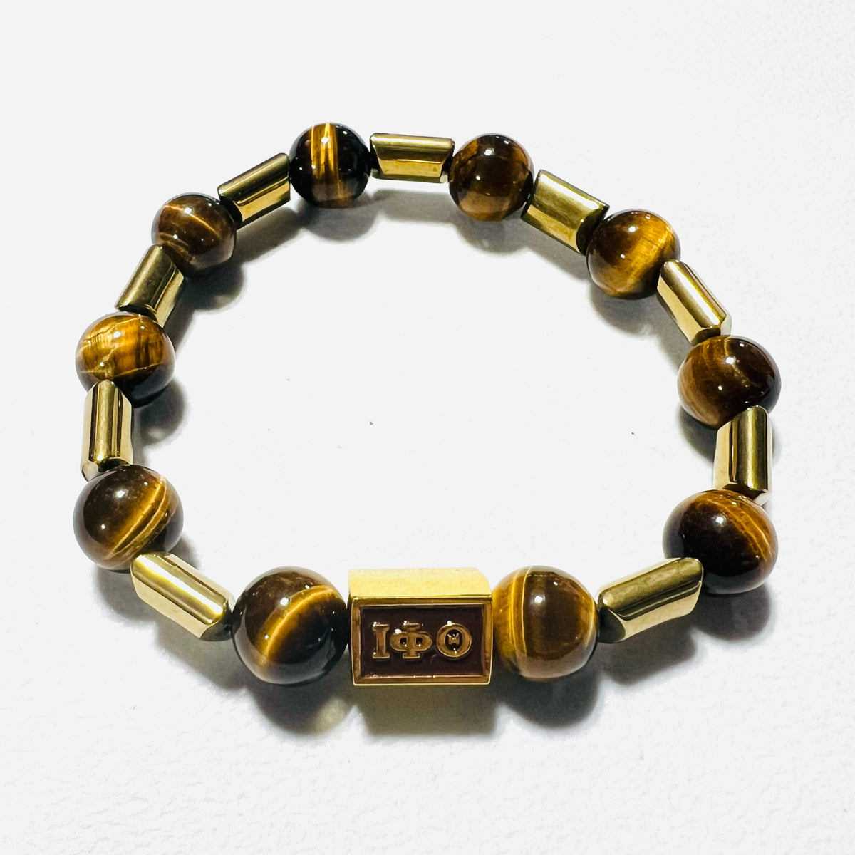 Iota Brown and Gold Hematite Rec Bracelet