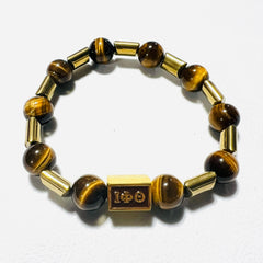 Iota Brown and Gold Hematite Rec Bracelet