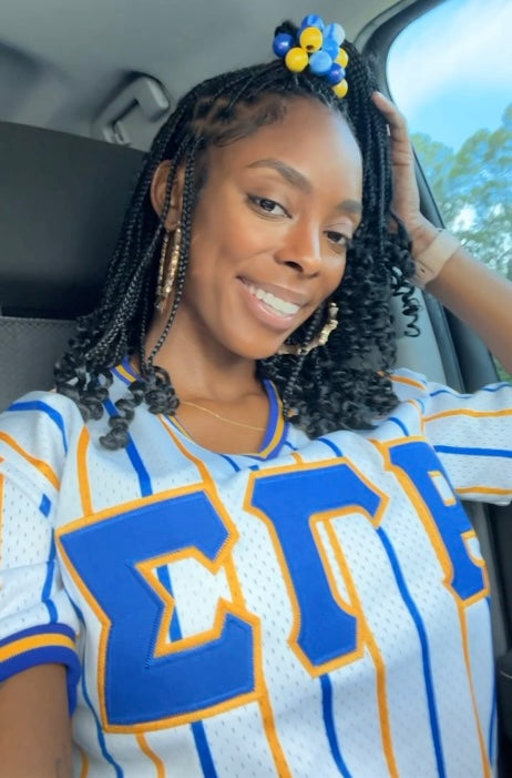 SGRho White Pinstripe Baseball Jersey