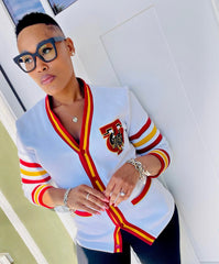 Tuskegee White Fleece Cardigan