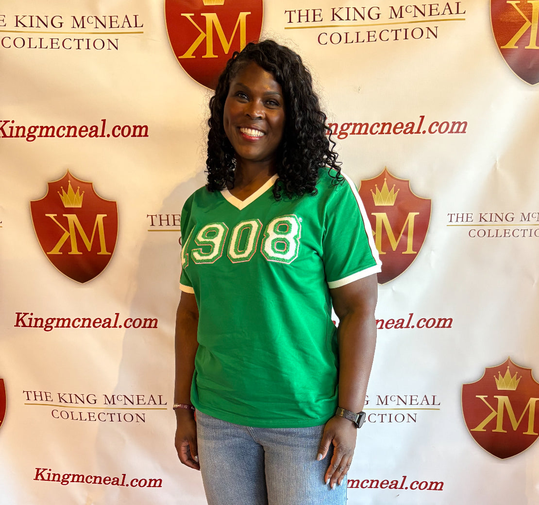 AKA 1908 Premium Chenille Ringer V-Neck Shirt