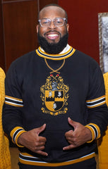 Alpha Black Crest Chenille Crewneck
