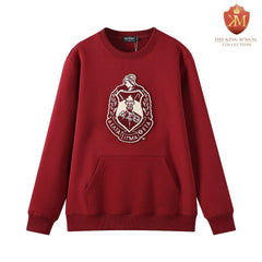 DST Crimson & Cream Crest Pocket Chenille Crewneck