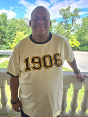 1906 Chenille Neutral and Black Alpha Ringer Premium Shirt