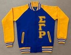 SGRho Blue Fleece Varsity Jacket