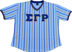 SGRho White Pinstripe Baseball Jersey