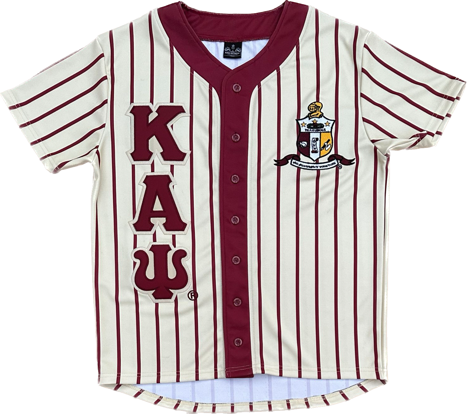 Kappa Cream Pinstripe Button Up Baseball Jersey