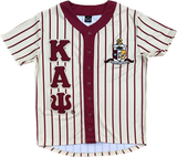 Kappa Cream Pinstripe Button Up Baseball Jersey
