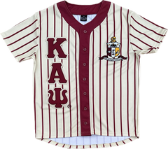 Kappa Cream Pinstripe Button Up Baseball Jersey