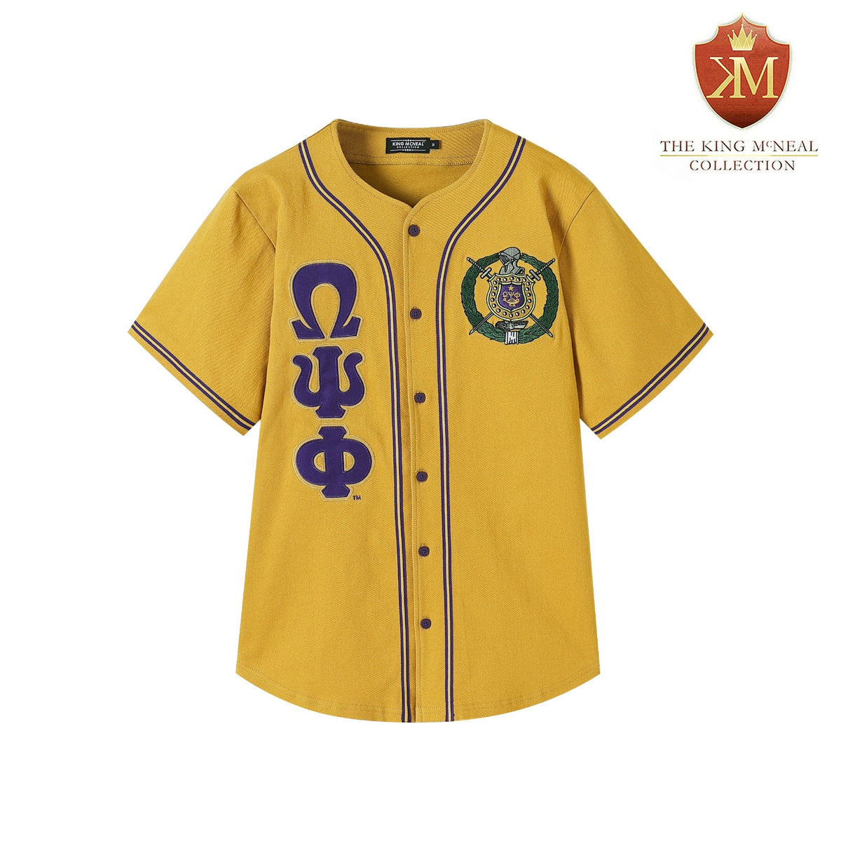 Omega Gold Button-Up Baseball Jersey