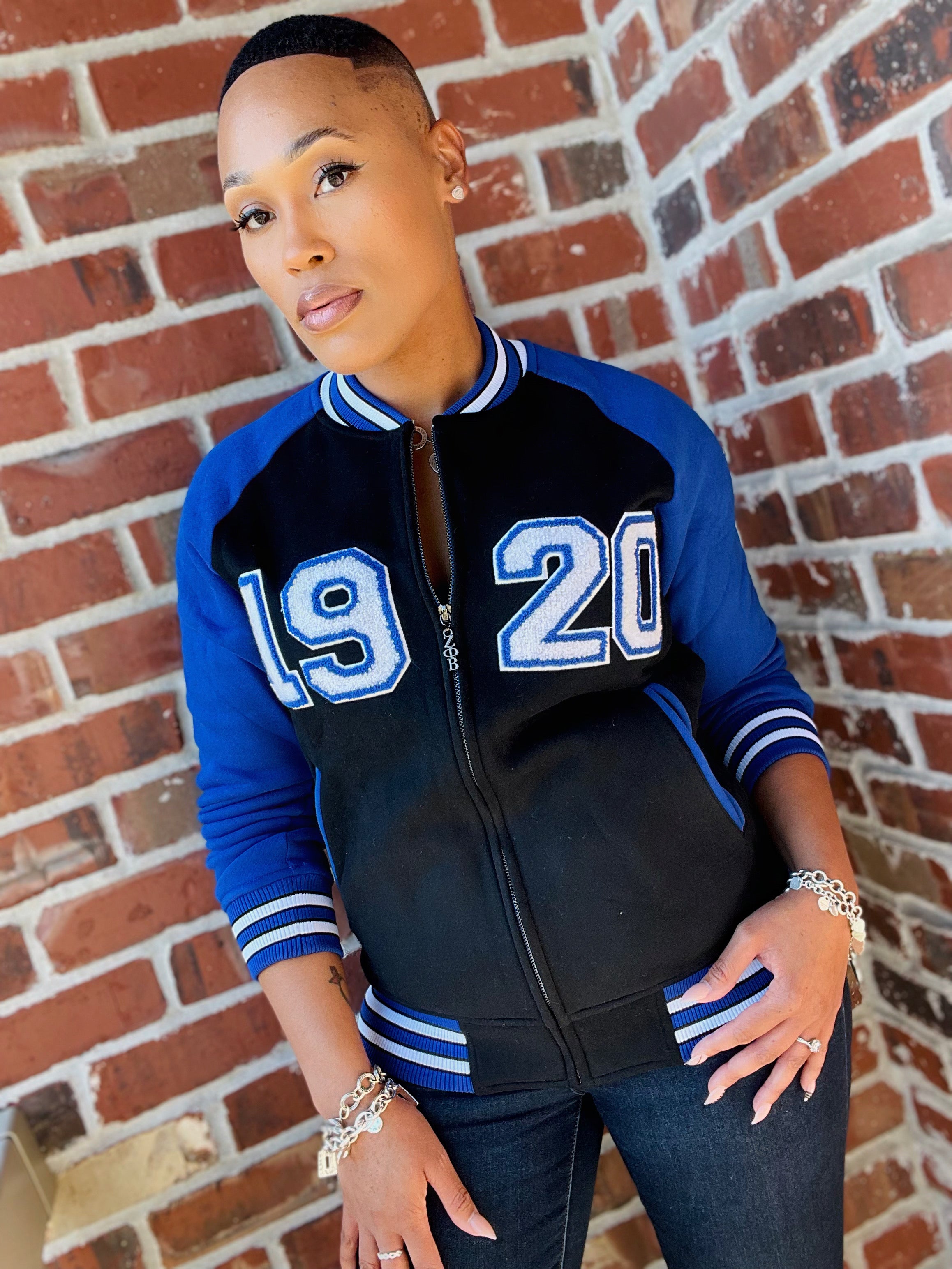 Zeta Black 1920 Varsity Fleece Jacket