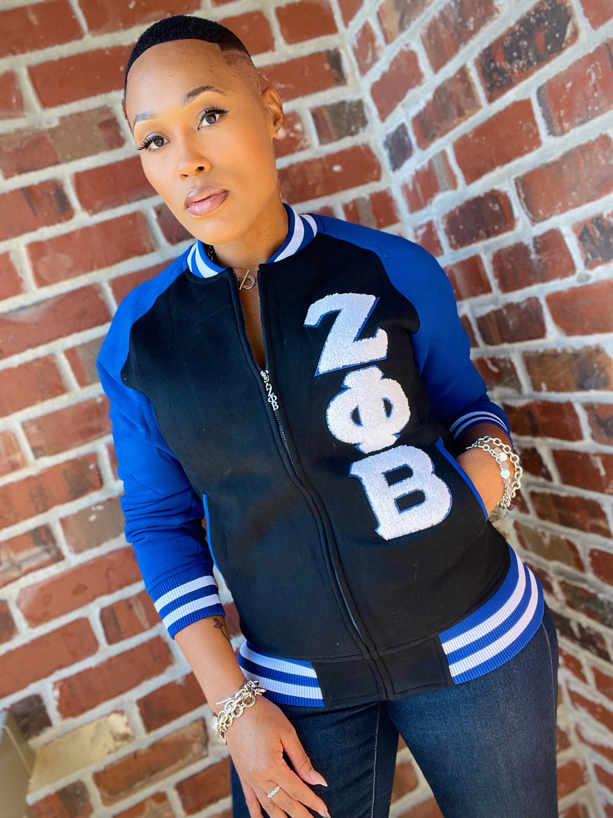Zeta Black Varsity Fleece Jacket
