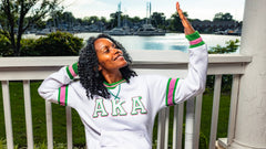 AKA White Stripe Chenille Crewneck (Unisex Size)