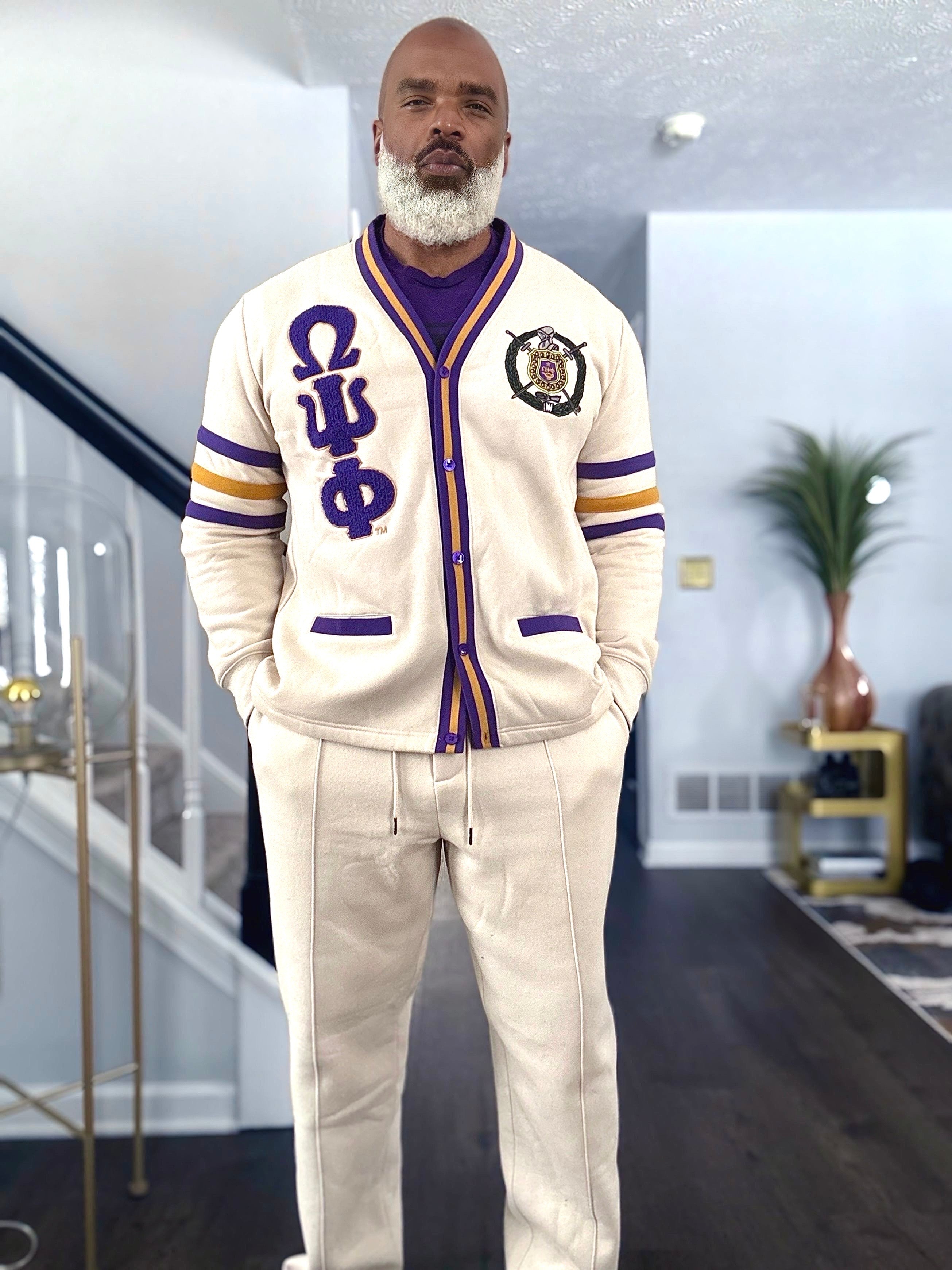 Neutral & Purple Pleated Fleece Pants